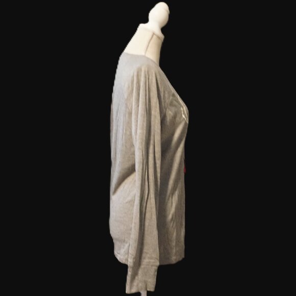 Holiday #FamJams Gray Long Sleeve PJ Lounge Top Deer Head with Fleece Scarf Sm - Picture 3 of 6